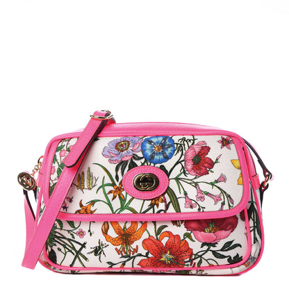 Gucci Canvas Flora Floral Shoulder Bag White Fuchsia Fluo 1 of 11