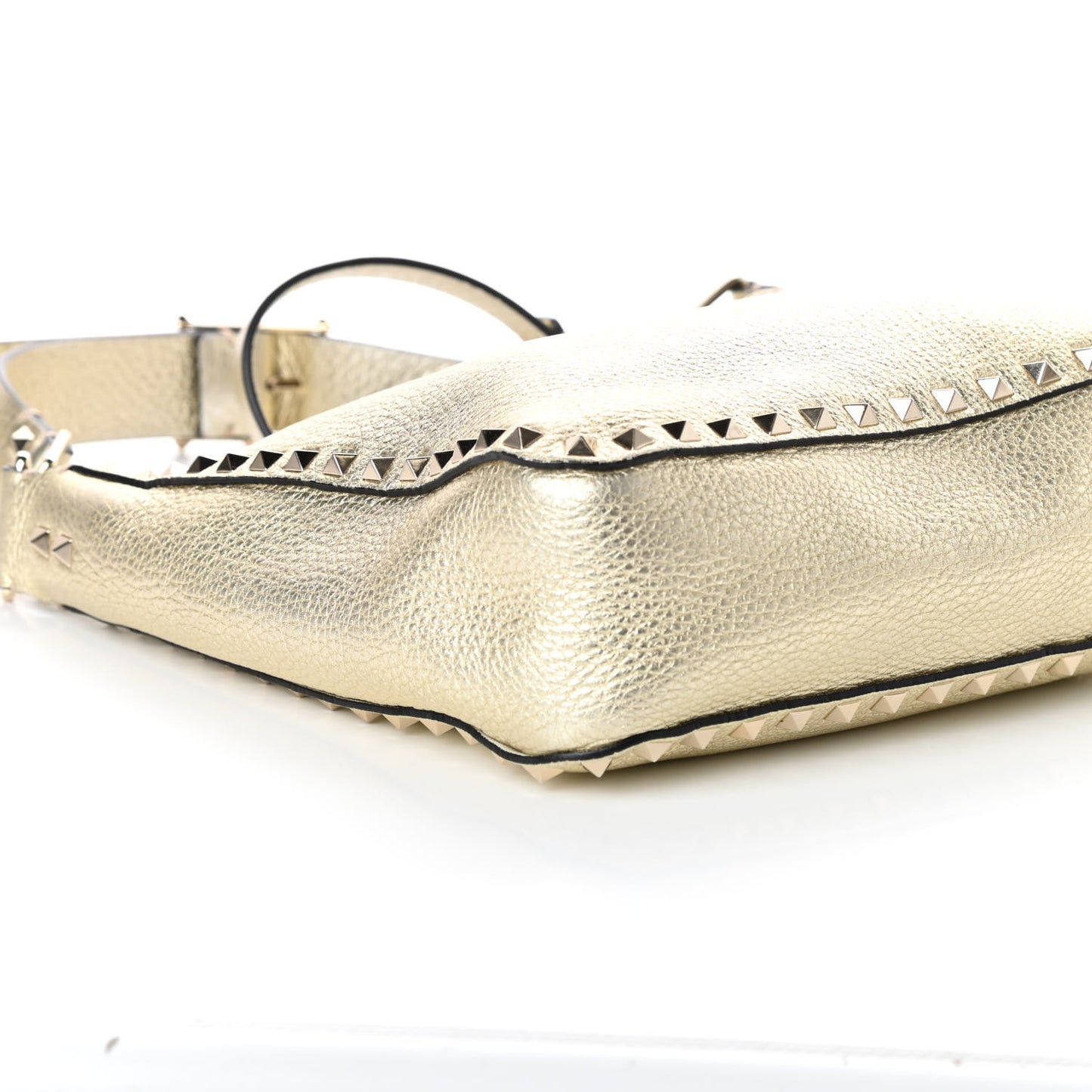 Metallic Pebbled Calfskin Small Rockstud Flip-Lock Messenger Bag Platino