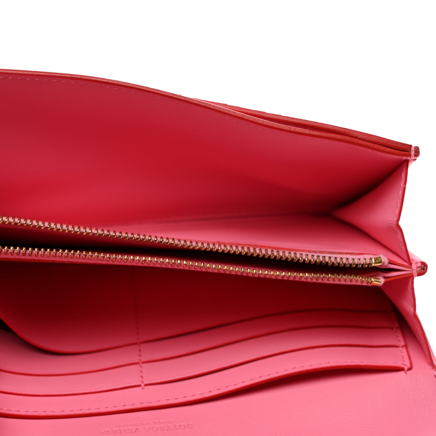 Nappa Intrecciato Continental Flap Wallet Pink Red