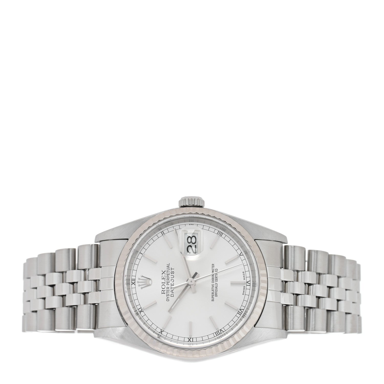Rolex Stainless Steel 18K White Gold 36mm Oyster Perpetual Datejust Watch Silver 16234 2 of 4