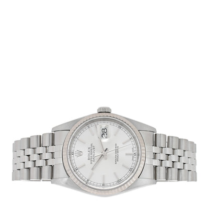 Rolex Stainless Steel 18K White Gold 36mm Oyster Perpetual Datejust Watch Silver 16234 2 of 4
