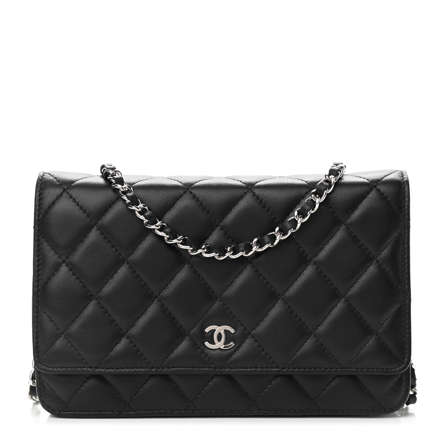 Chanel Lambskin Quilted Wallet On Chain WOC Black 1 of 11