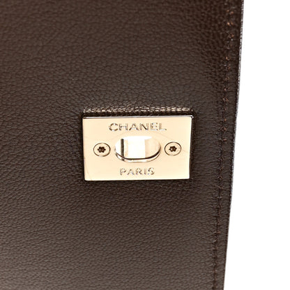 Chanel Goatskin Chevron Quilted Maxi East West Coco Handle Flap Dark Brown 6 of 11