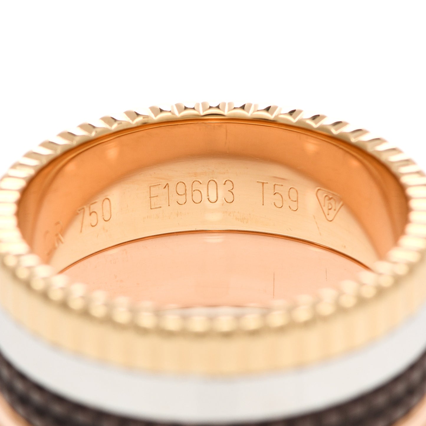 18K Pink Yellow White Gold PVD Large Quatre Classique Ring 59 8.75