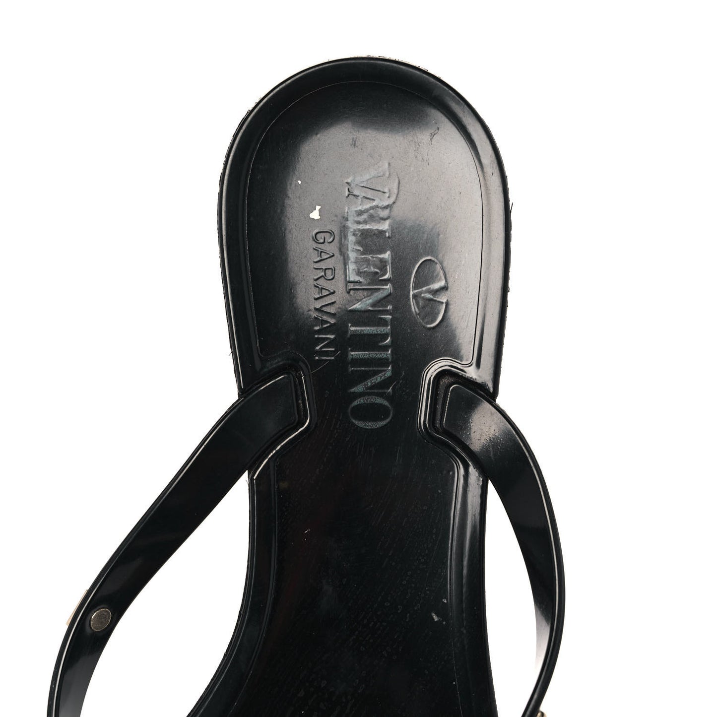 PVC Jelly Rockstud Bow Thong Sandals 36 Black