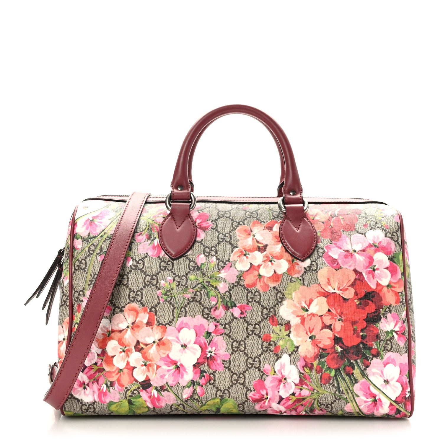 Gucci GG Supreme Monogram Blooms Medium Boston Beige Multicolor Dry Rose 1 of 11