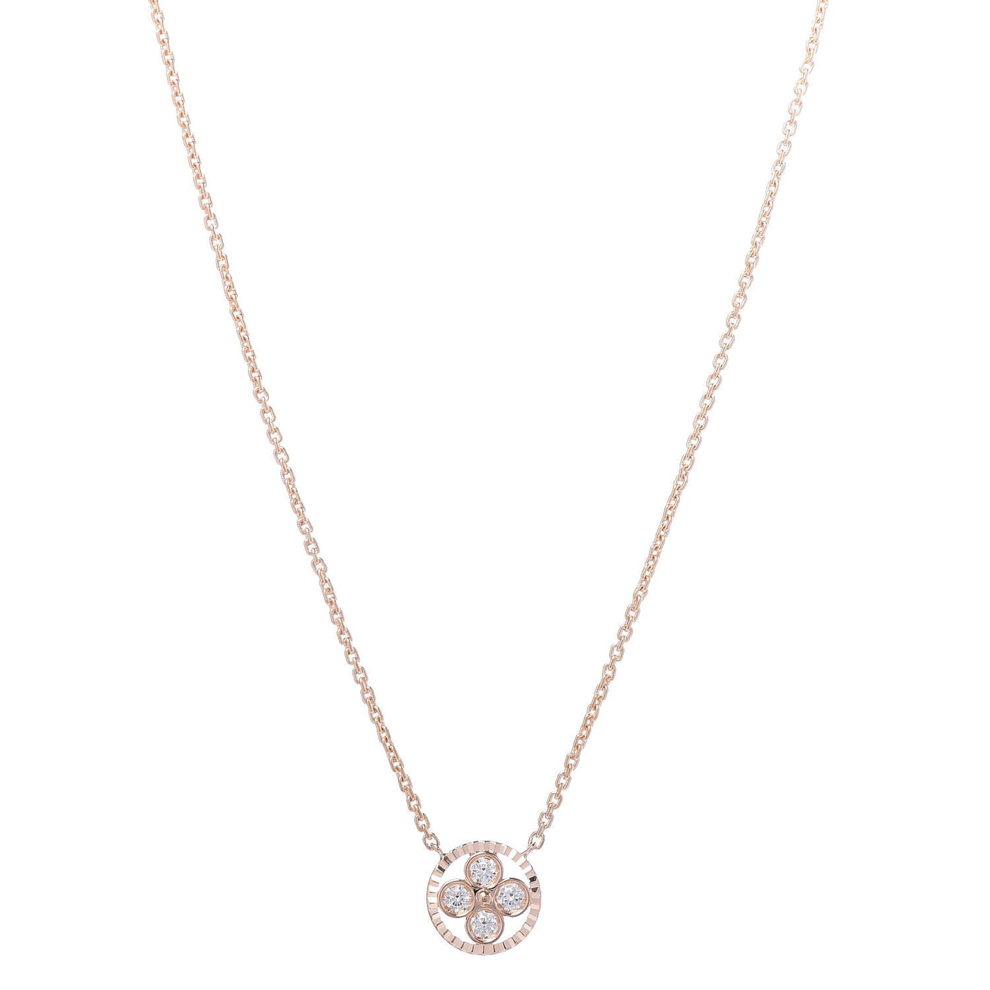 18K Pink Gold Diamond Blossom BB Pendant Necklace