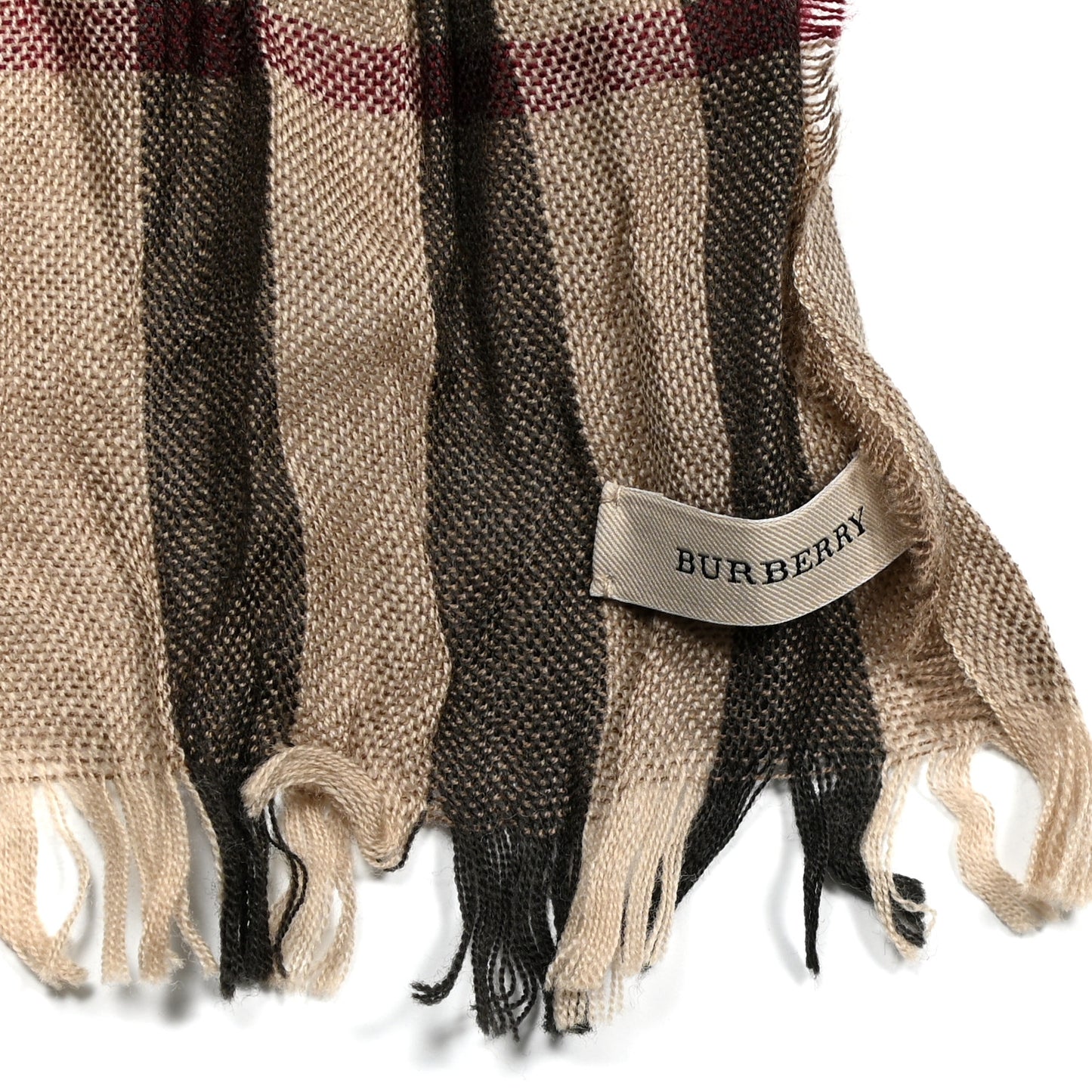 Wool Silk Giant Check Lightweight Scarf Camel