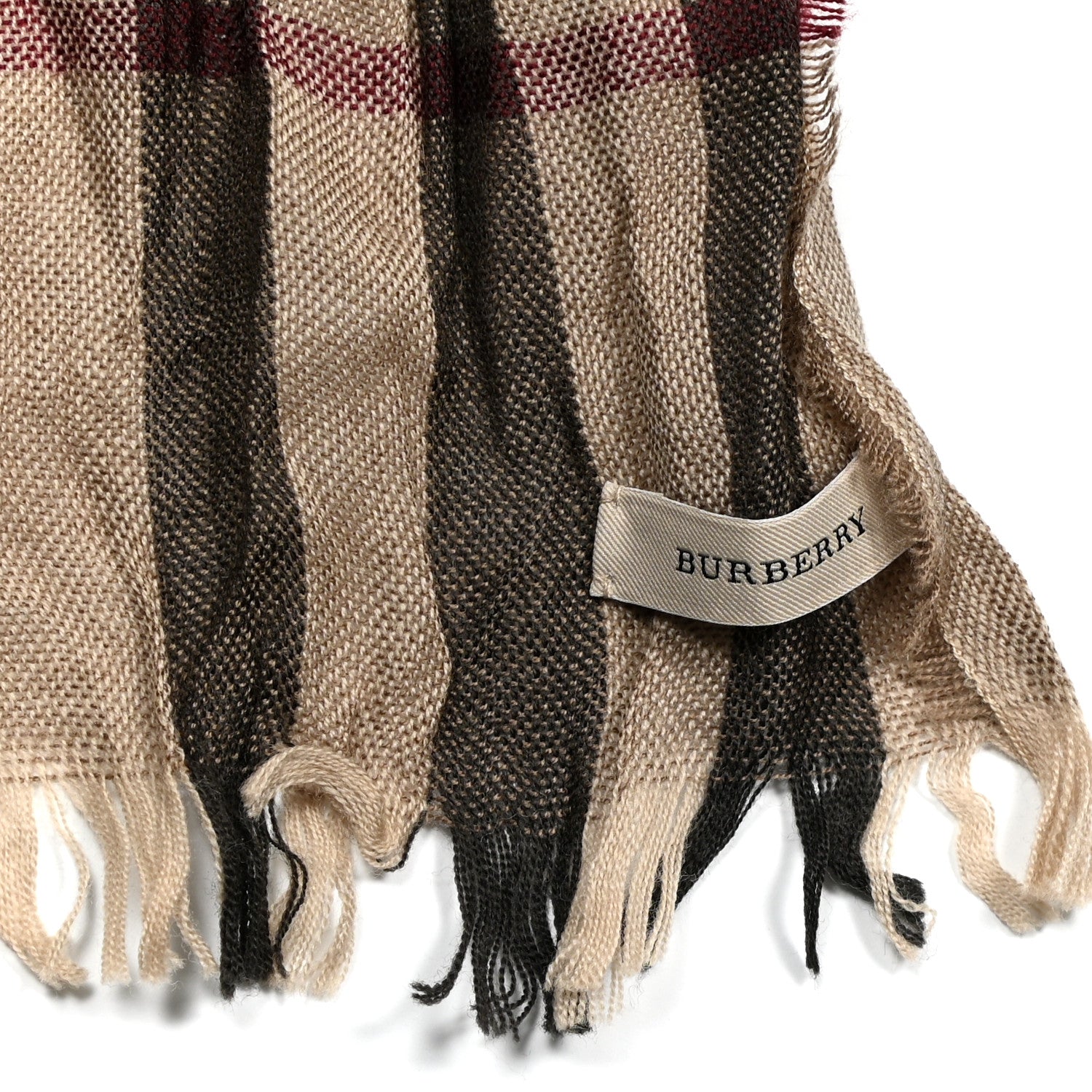 Burberry Wool Silk Giant Check Lightweight Scarf Camel 4 of 5