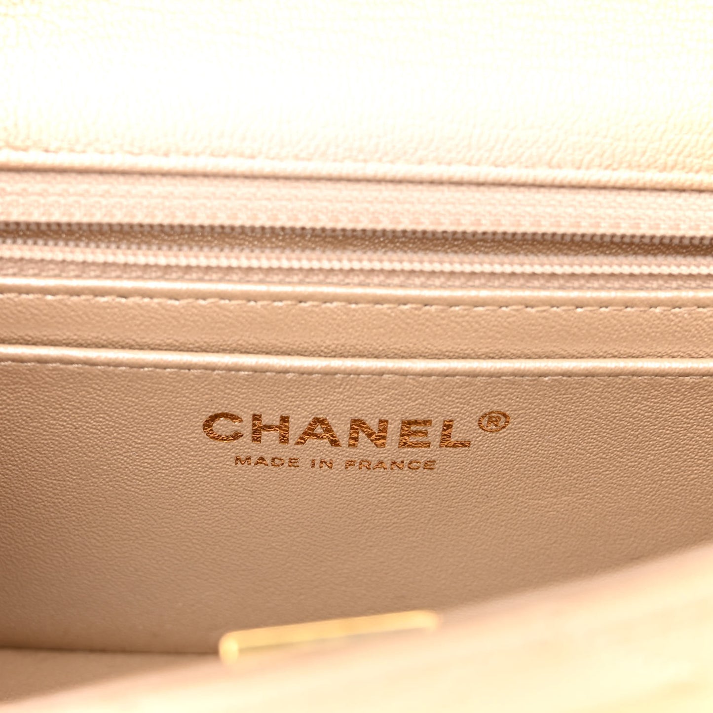 Metallic Goatskin Quilted Mini Rectangular Flap Gold