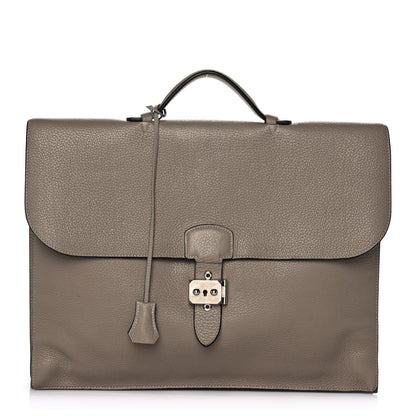 Hermes Taurillon Clemence Sac A Depeche 38 Briefcase Gris Tourterelle 1 of 11