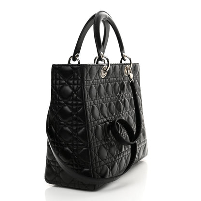 Christian Dior Lambskin Cannage Large Lady Dior Black 3 of 11