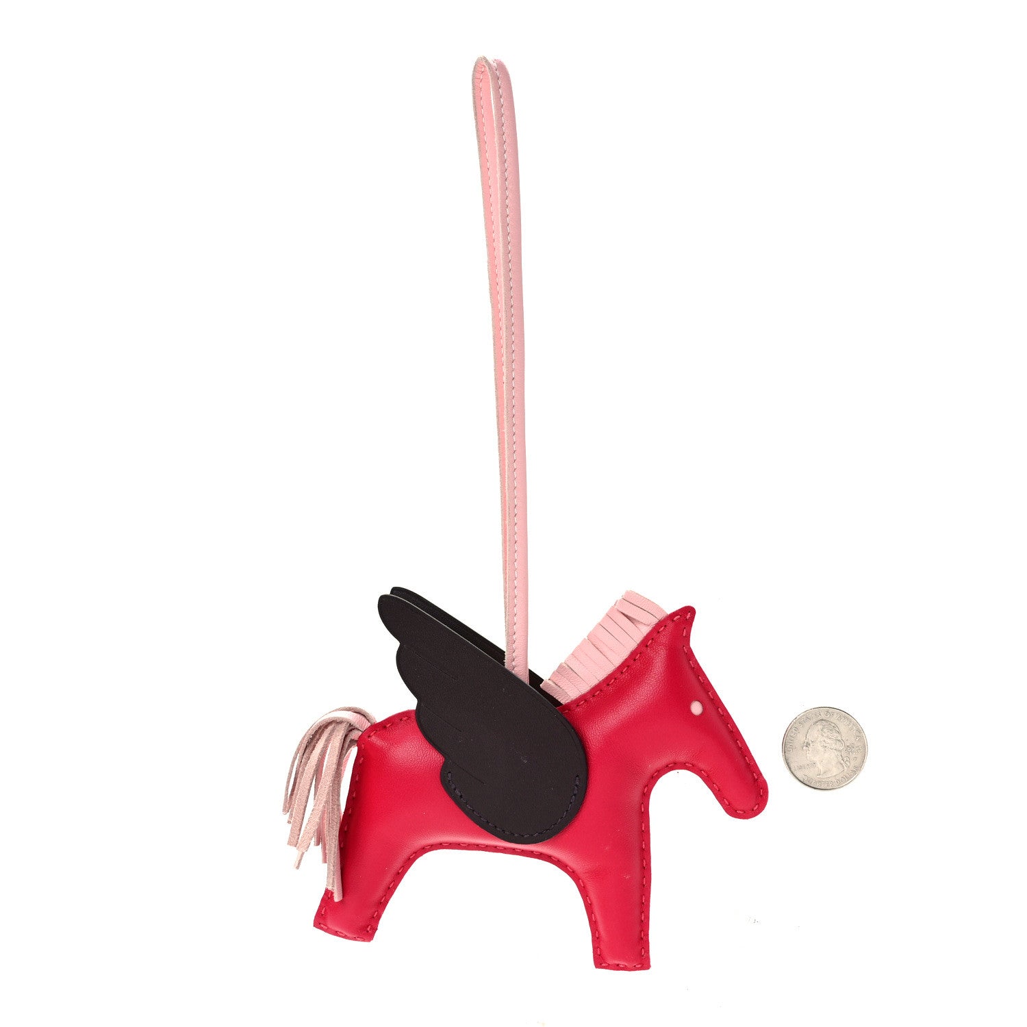 Hermes Milo Lambskin Grigri Rodeo Pegase Horse Bag Charm MM Framboise Rose Sakura Rouge Sellier 2 of 5