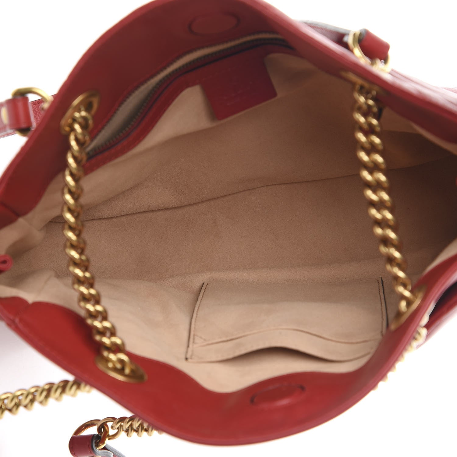 Gucci Calfskin Matelasse Medium GG Marmont Open Top Shoulder Bag Hibiscus Red 5 of 10