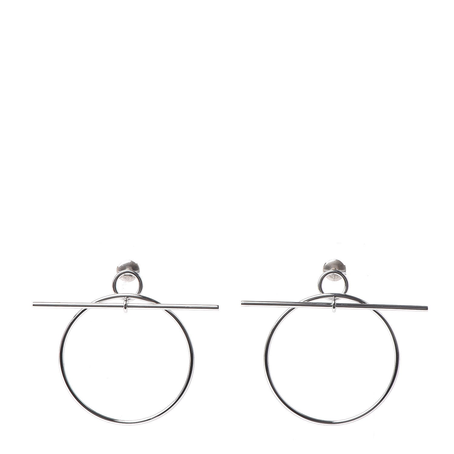 Hermes Sterling Silver MM Loop Earrings 1 of 7