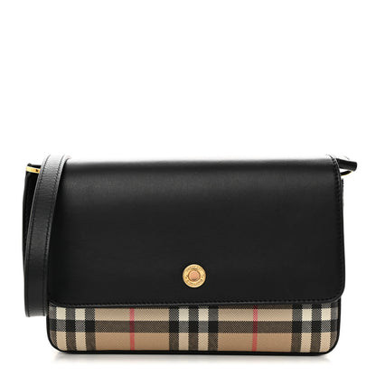Burberry Calfskin Vintage Check New Hampshire Bag Black 1 of 11