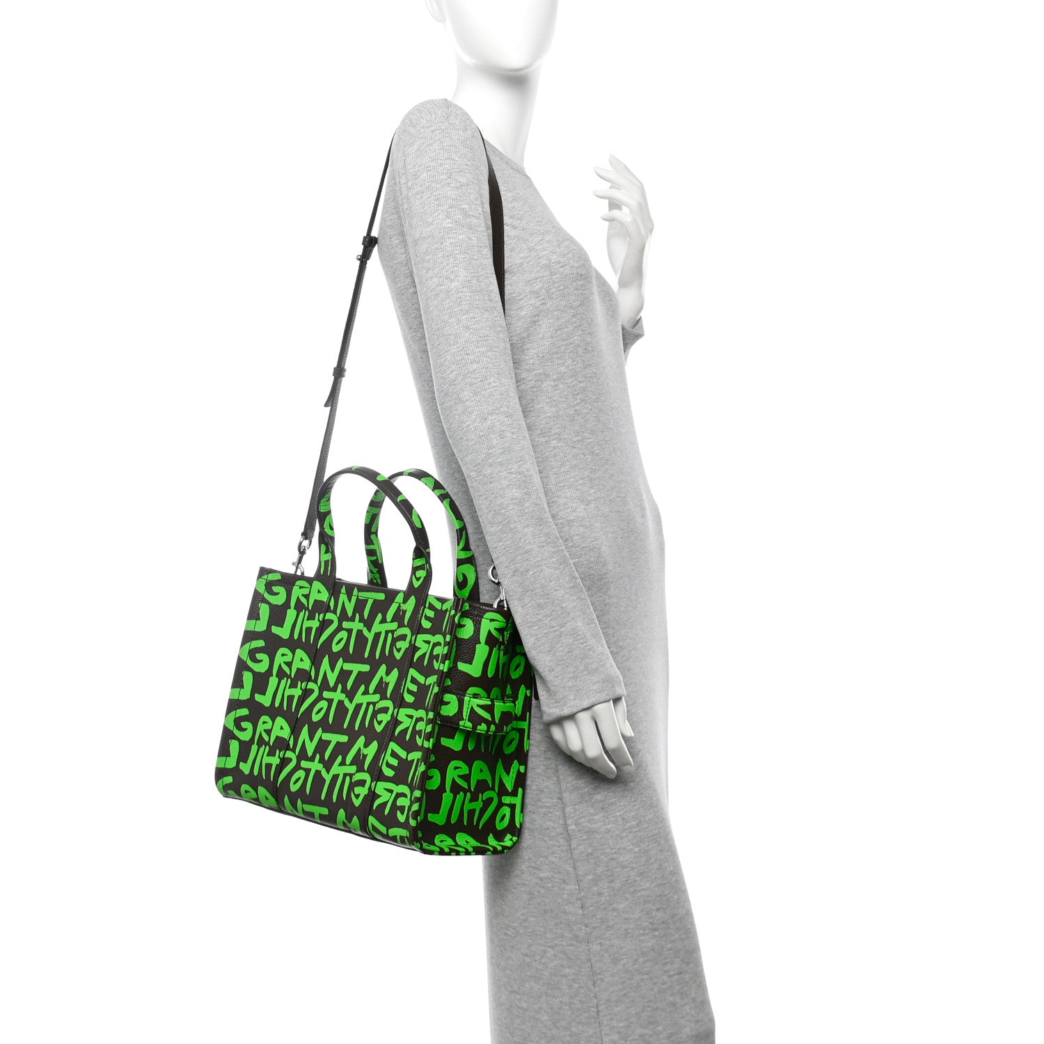 Marc Jacobs X STEPHEN SPROUSE Grained Calfskin Medium The Tote Bag Green 2 of 10