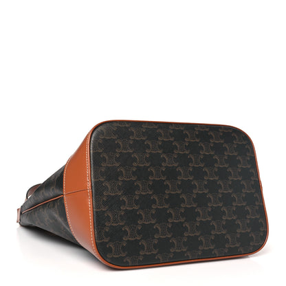 Celine Triomphe Canvas Calfskin Medium Bucket Bag Tan 4 of 10