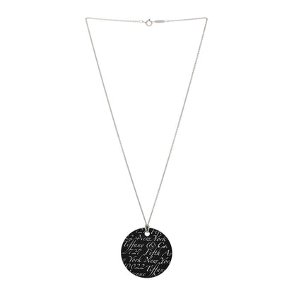 Tiffany Sterling Silver Black Bone China Notes Round Pendant Necklace 3 of 6