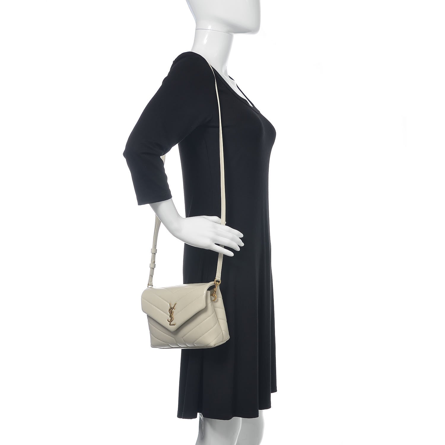 Saint Laurent Calfskin Y Quilted Monogram Toy Loulou Crossbody Bag Crema Soft 2 of 12