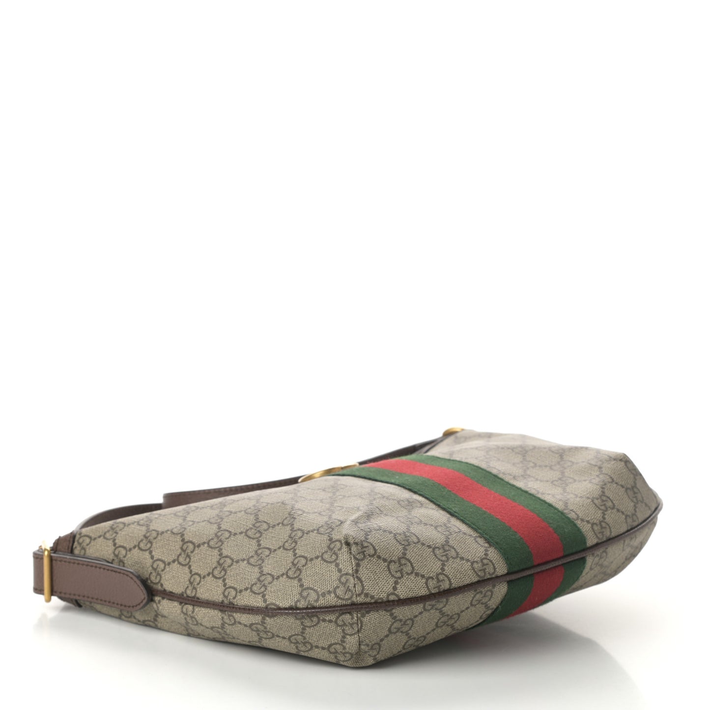 GG Supreme Monogram Web Small Ophidia Half Moon Hobo Brown