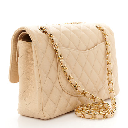 Chanel Caviar Quilted Medium Double Flap Light Beige 3 of 11
