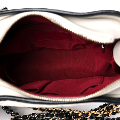 Chanel Aged Calfskin Quilted Small Gabrielle Hobo Black White 5 of 15