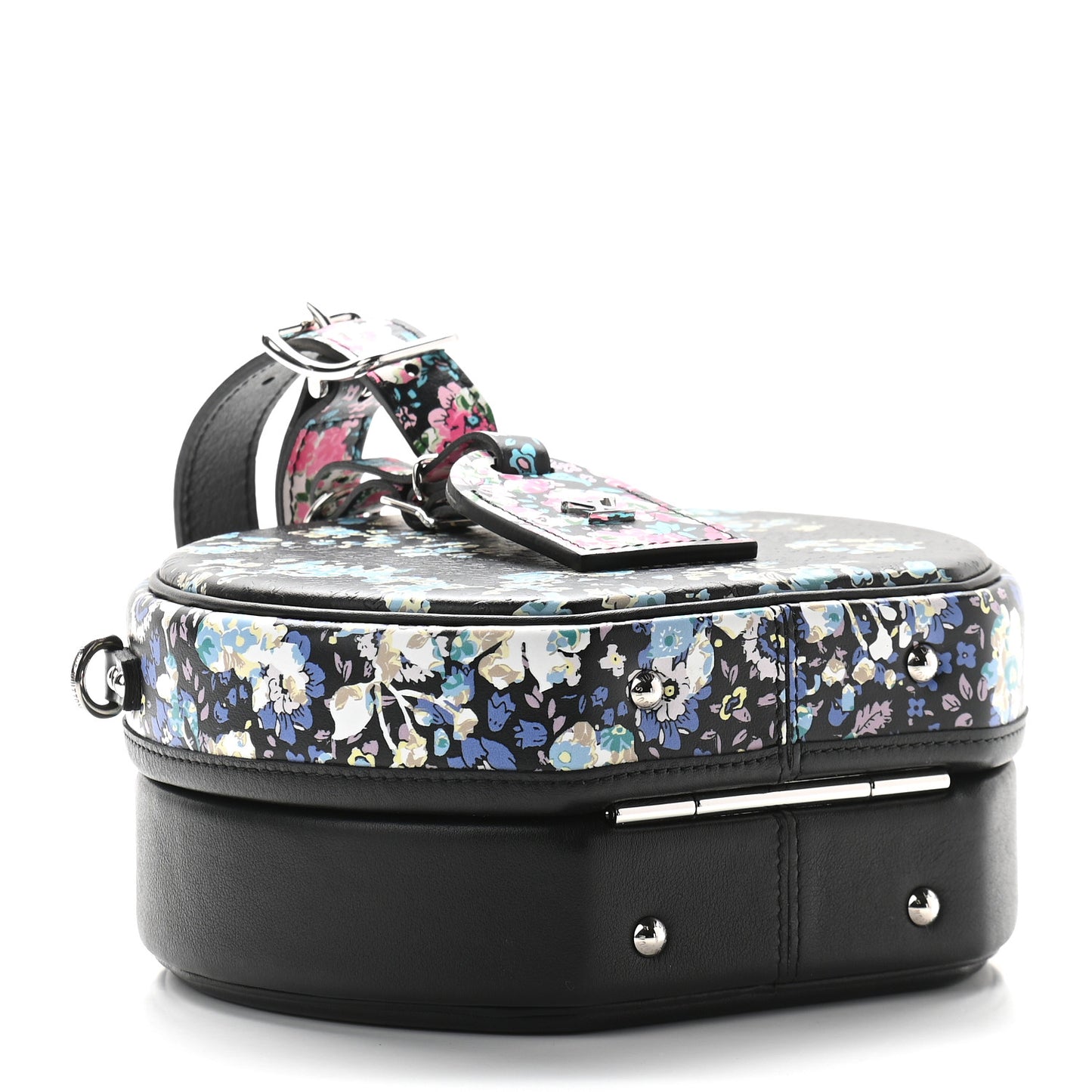 Calfskin Floral Print Petite Boite Chapeau Black