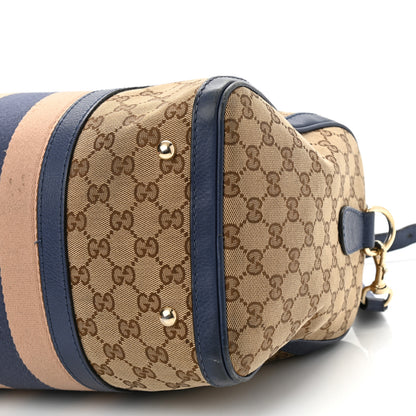 Gucci Monogram Vintage Web Medium Boston Blue 9 of 16