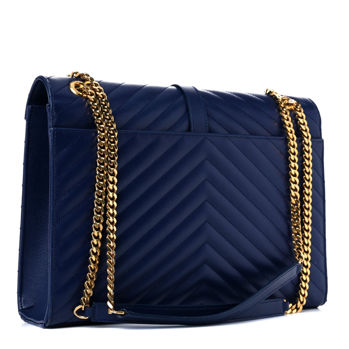Grain De Poudre Matelasse Chevron Large Monogram Satchel Blue
