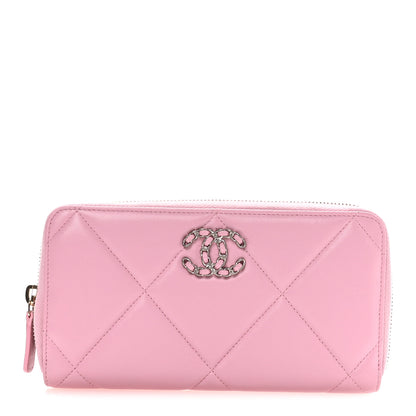 Chanel Lambskin Quilted 19 Long Zipped Around Wallet Pink 1 of 9