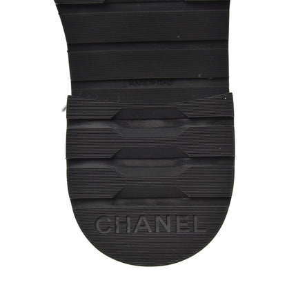 Chanel Lambskin Calfskin Quilted Lace Up Combat Boots 35.5 Navy Black 6 of 7