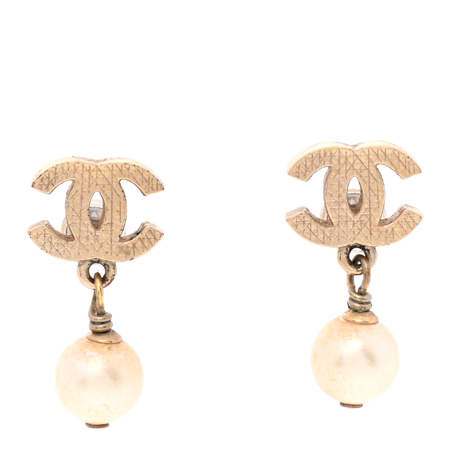Chanel Pearl CC Drop Earrings Gold 1 of 5