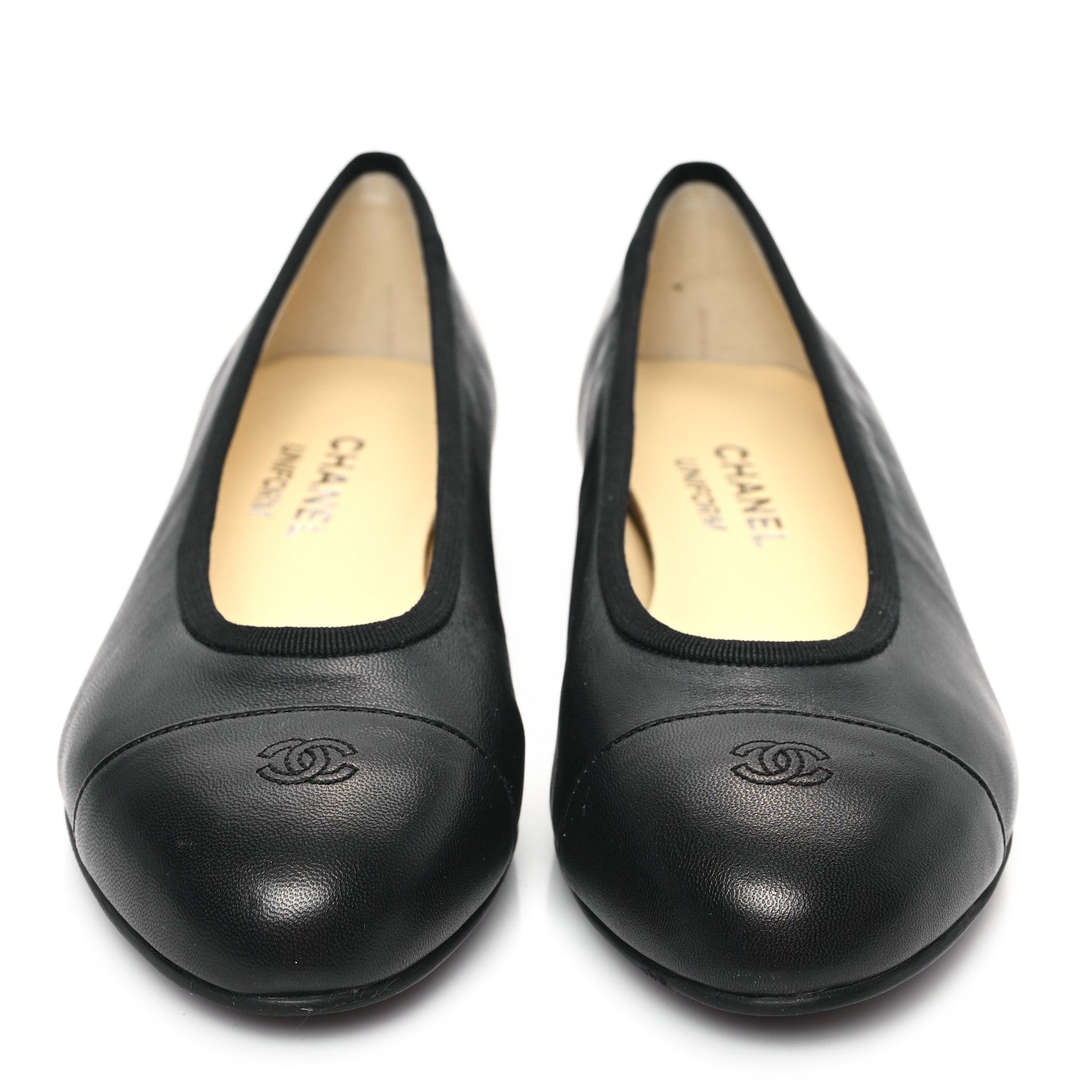 Chanel Lambskin Cap Toe CC Uniform Ballerina Flats 36.5 Black 2 of 10