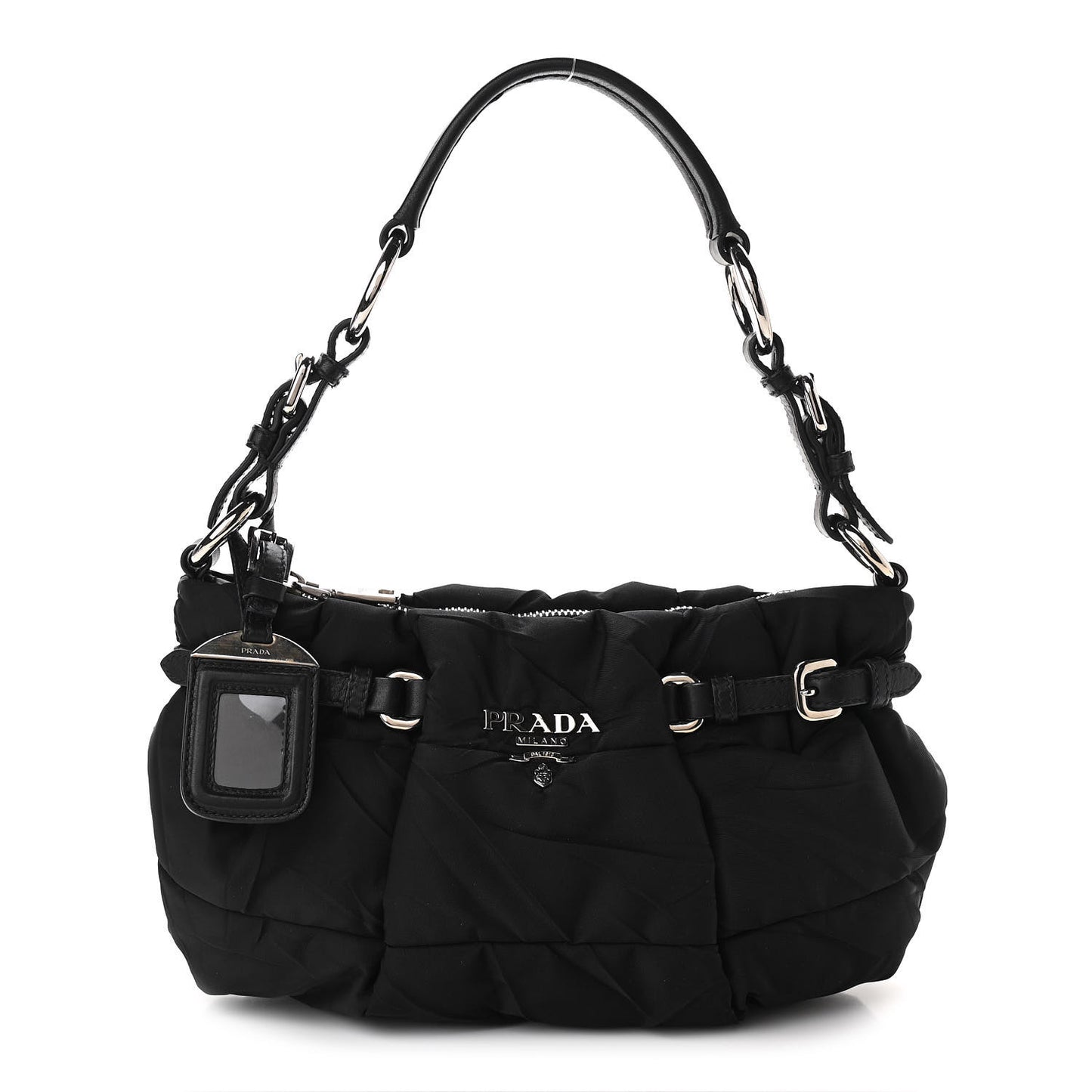 Tessuto Nylon Quilted Shoulder Bag Black