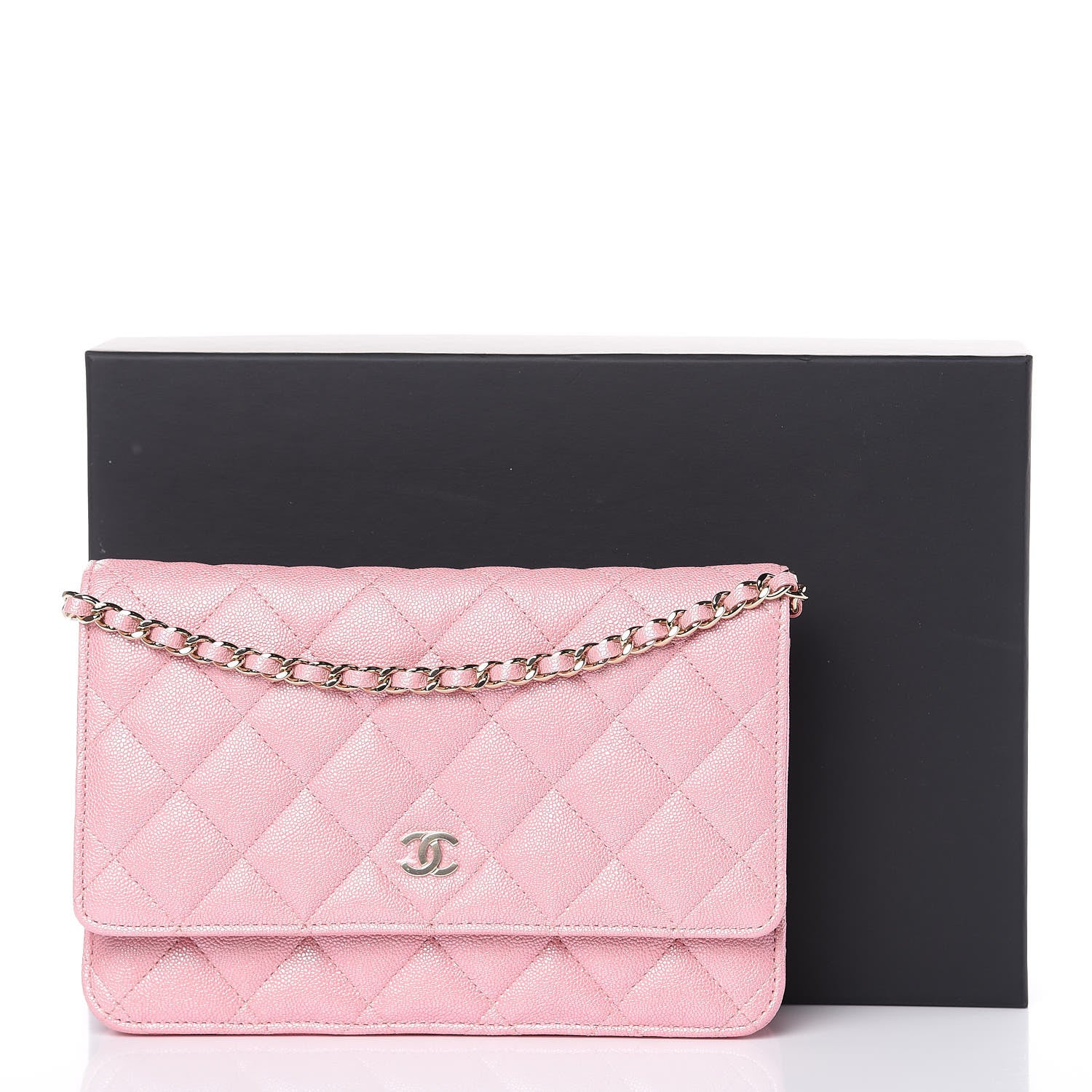 Chanel Iridescent Caviar Quilted Wallet on Chain WOC Rose Pink 12 of 12