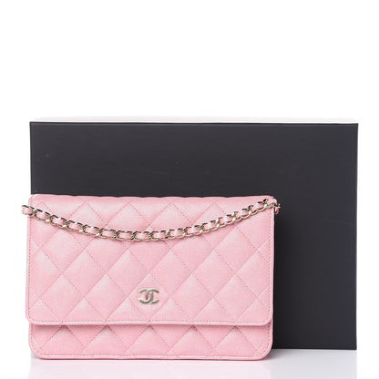 Chanel Iridescent Caviar Quilted Wallet on Chain WOC Rose Pink 12 of 12
