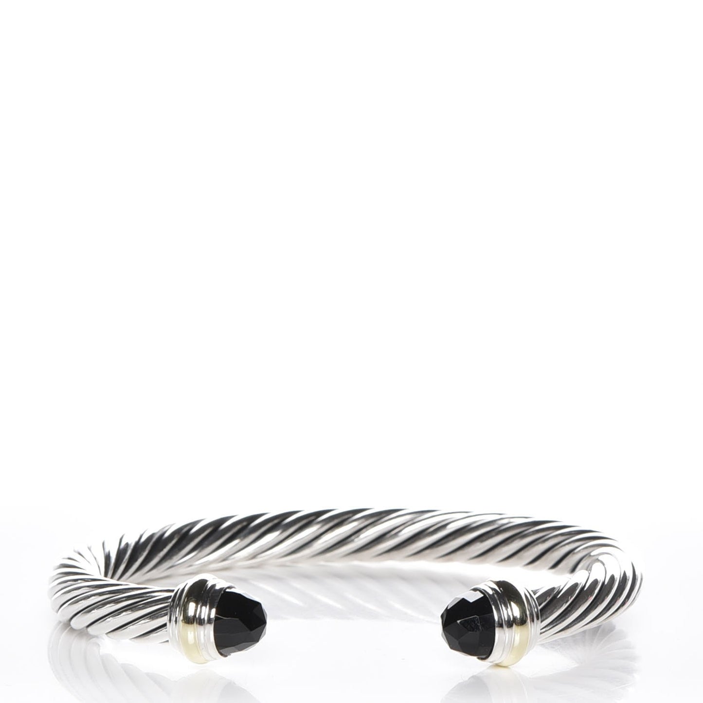 Sterling Silver 14K Yellow Gold Black Onyx 7mm Cable Classics Bracelet