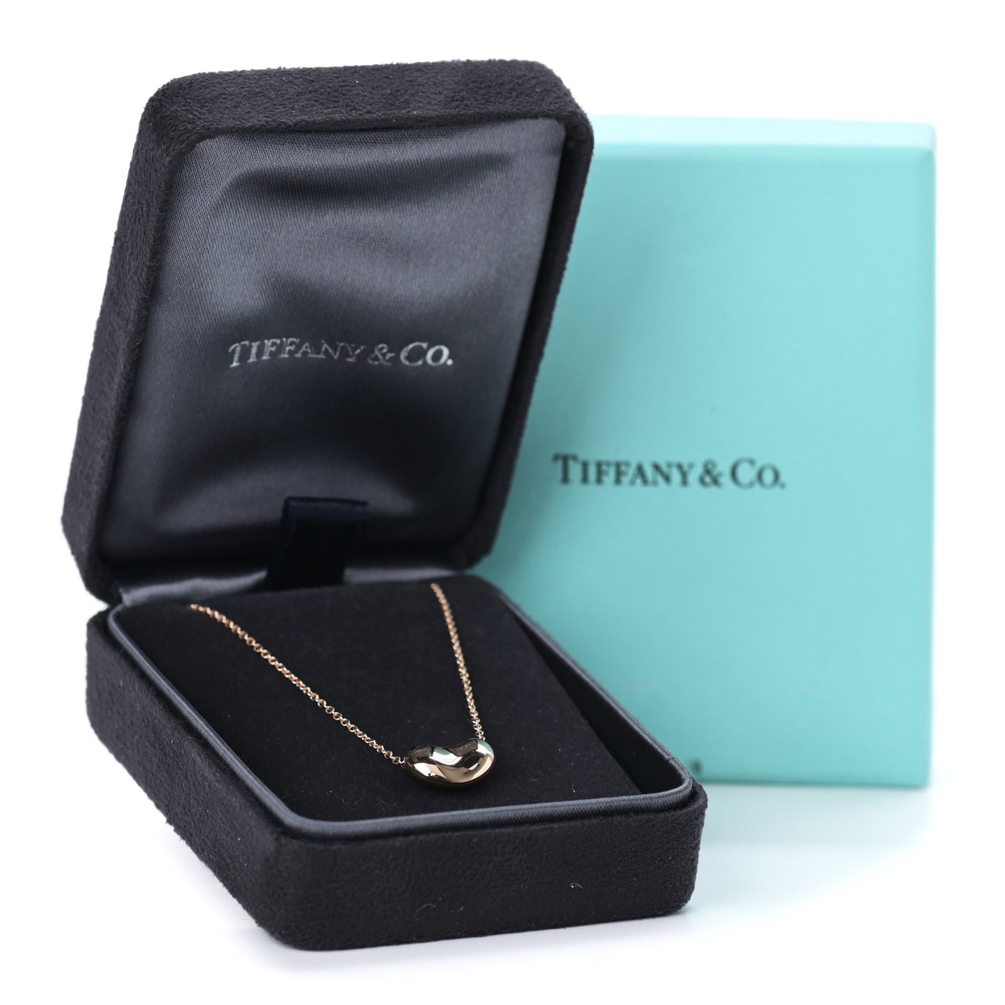 18K Rose Gold 12mm Elsa Peretti Bean Pendant Necklace