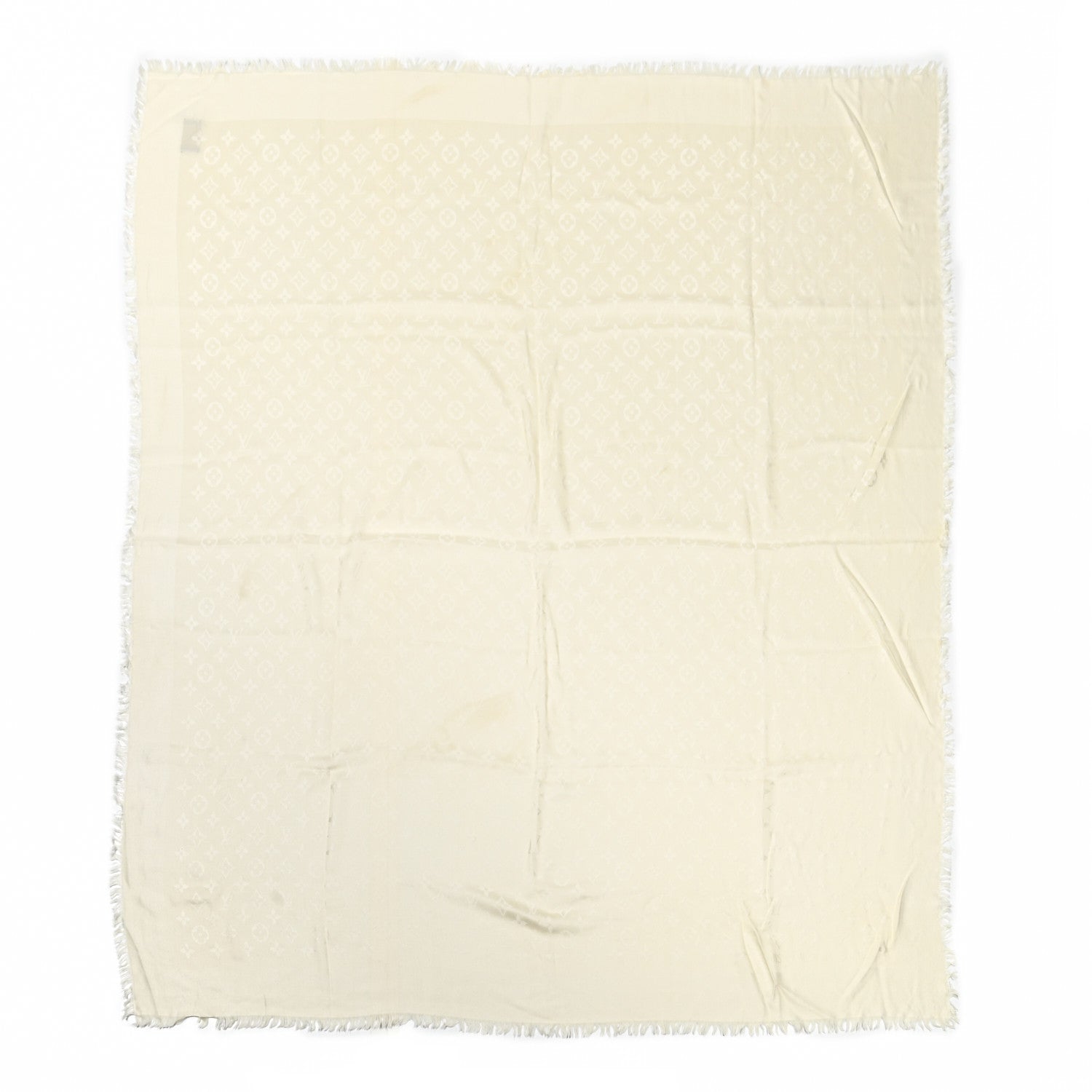 Louis Vuitton Wool Silk Monogram Shawl White 1 of 4