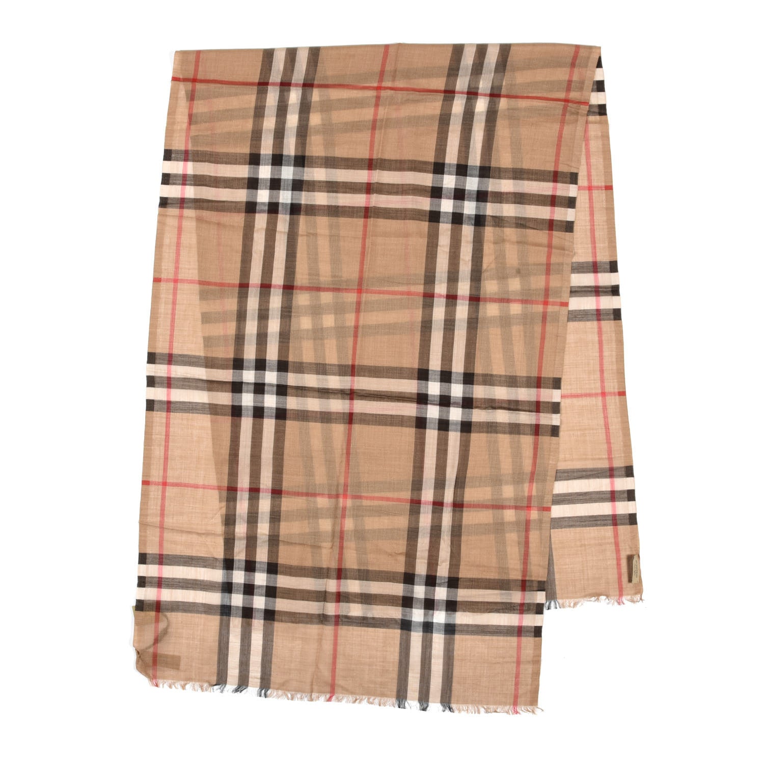 Burberry Wool Silk Gauze Giant Check Lightweight Scarf Archive Beige 2 of 4