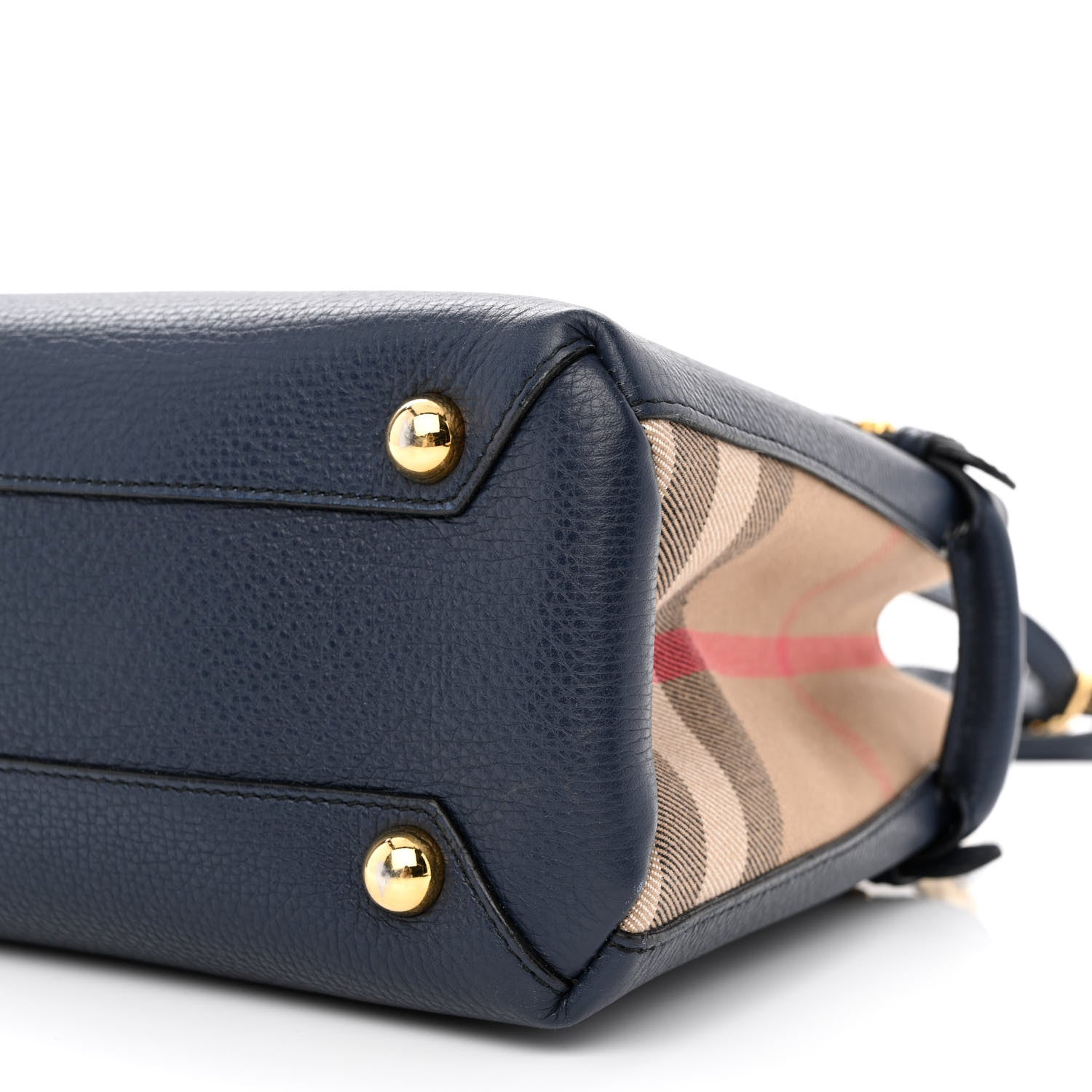 Burberry Grainy Calfskin House Check Small Banner Tote Ink Blue 10 of 12