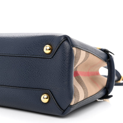 Burberry Grainy Calfskin House Check Small Banner Tote Ink Blue 10 of 12