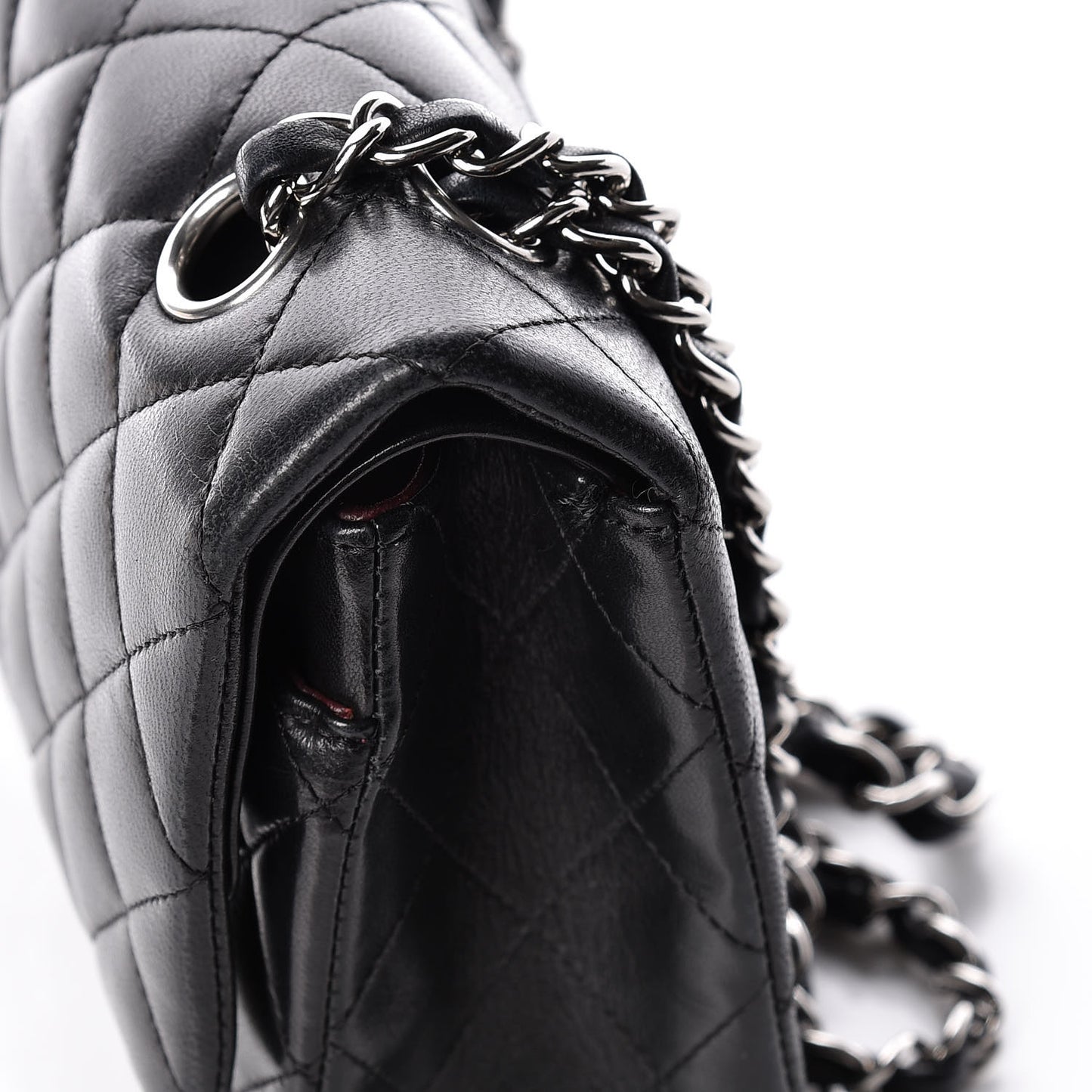 Lambskin Quilted Medium Double Flap Bag Black