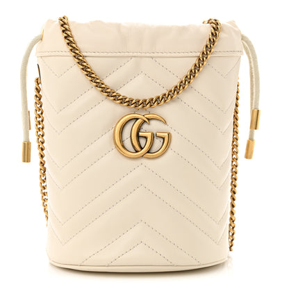 Gucci Calfskin Matelasse Mini GG Marmont 2.0 Bucket Bag White 1 of 10