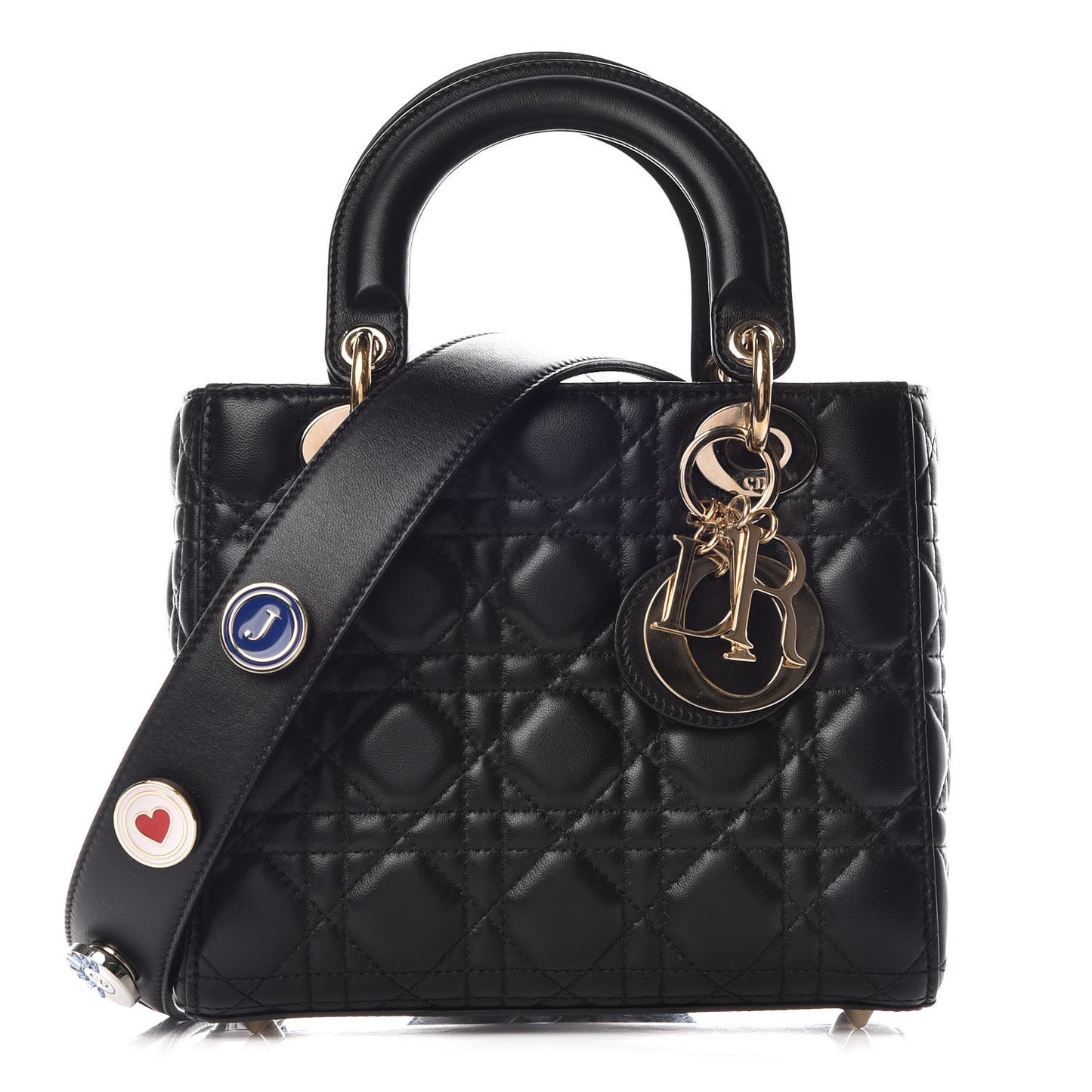 Lambskin Cannage Small Lucky Badges My Lady Dior Black