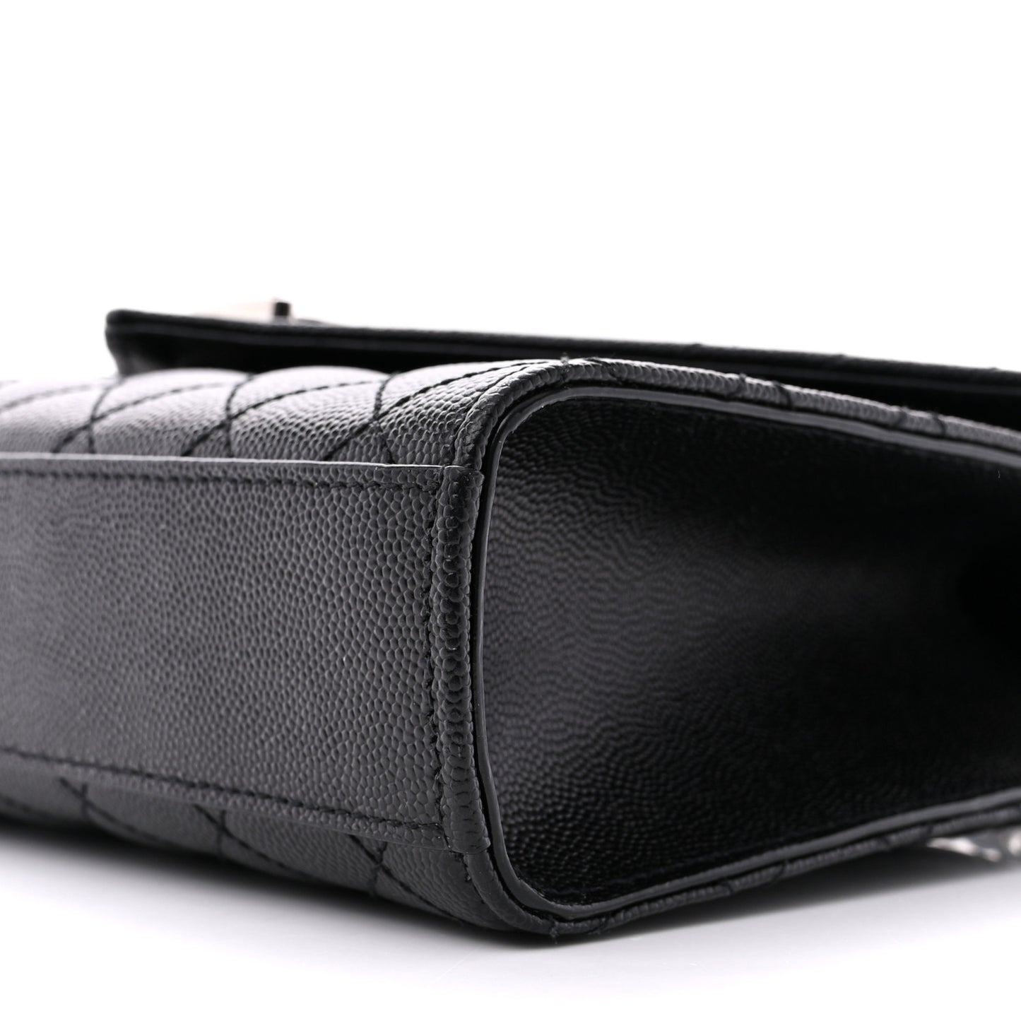 SAINT LAURENT Grain De Poudre Textured Mixed Matelasse Triquilt Medium Monogram Satchel Black