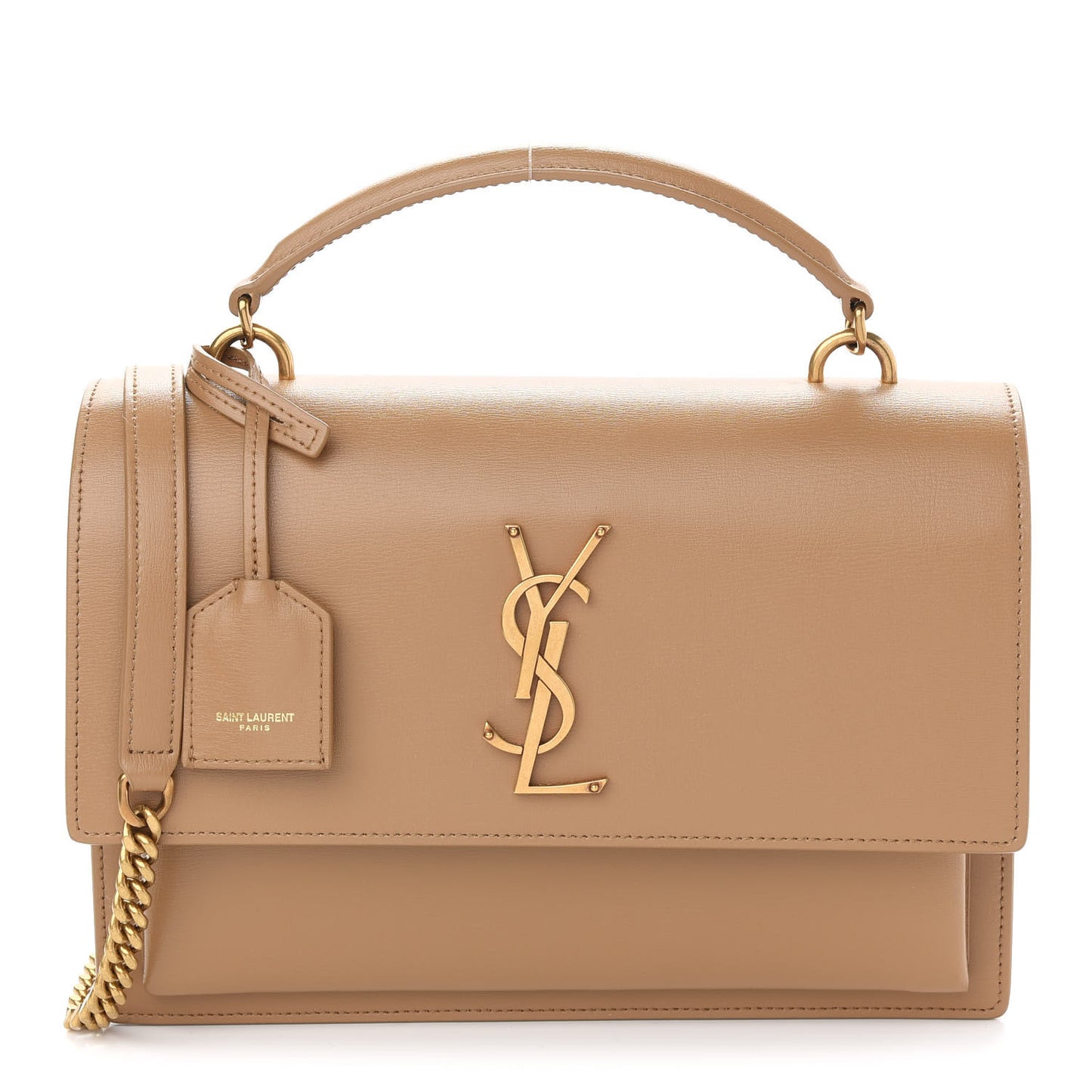 Smooth Calfskin Medium Monogram Sunset Satchel Dark Toffee