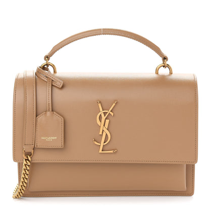 Saint Laurent Smooth Calfskin Medium Monogram Sunset Satchel Dark Toffee 1 of 7