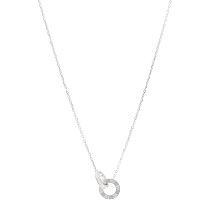 Cartier 18K White Gold Diamond Interlocking LOVE Paved Necklace 1 of 4